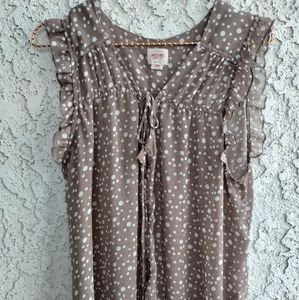 MOSSIMO SUPPLY CO  - Taupe with White Polka Dots - Ruffled Armhole - Size XXL
